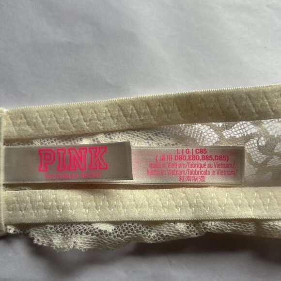 Victoria Secret Pink Off White Lace Unlined Bralette Size Large - Picture 9 of 9